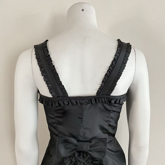Betsey Johnson Black Cocktail Dress Bow Bustle Tail Rockabilly Goth Rocker 4 - Picture 8 of 11